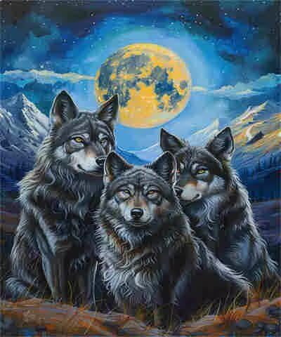 Wolfsmalen-nach-Zahlen-Set für Erwachsene, DIY Malen nach Zahlen Mond, einfache Acrylfarbe nach Zahlen für Erwachsene/Anfänger, Ölgemälde, Basteln für Heimdekoration, 30 x 40 cm, ohne Rahmen) MK70 von Yyafeenng