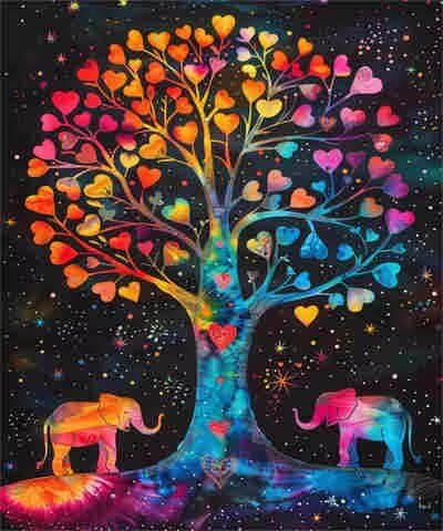 Wunschbaum-Malen-nach-Zahlen-Set für Erwachsene, DIY Malen nach Zahlen, Elefant, Acrylfarbe nach Zahlen für Anfänger, Ölgemälde, Basteln für Heimdekoration, 40 x 50 cm, ohne Rahmen) MK67 von Yyafeenng