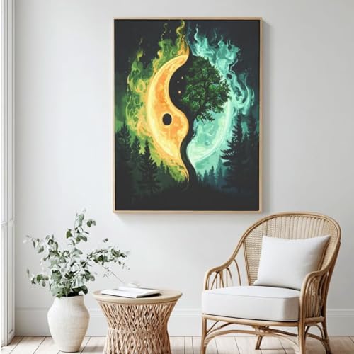 Yin Yang MK378 Malen nach Zahlen, Malen-nach-Zahlen-Baum, Acrylfarbe nach Zahlen für Erwachsene/Anfänger, Ölgemälde, Basteln für Zuhause, Wanddekoration, 100 x 150 cm, ohne Rahmen) von Yyafeenng