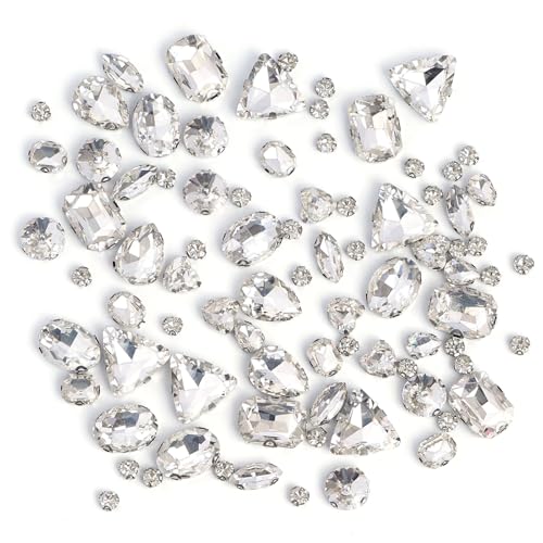 Yymobt Glas-Strasssteine zum Aufnähen, gemischte Formen, Kristall-Edelsteine mit 4 Löchern, Metallklaue, flache Rückseite, für Schmuck, Handwerk, Kleidung, Schuhe, Kostüme, Kleidung, glänzende Yymobt Glas-Strasssteine zum Aufnähen, gemischte Formen, Kristall-Edelsteine mit 4 Löchern, Metallklaue, flache Rückseite, für Schmuck, Handwerk, Kleidung, Schuhe, Kostüme, Kleidung, glänzende von Yymobt
