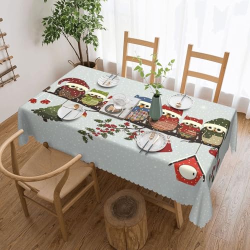 Yyoretp 183 x 137 cm, niedliche Weihnachts-Eulen auf Ast, rechteckig, Spitze, wasserabweisend, abwischbar, Tischdecke für Küche, dekorativ Yyoretp 183 x 137 cm, niedliche Weihnachts-Eulen auf Ast, rechteckig, Spitze, wasserabweisend, abwischbar, Tischdecke für Küche, dekorativ von Yyoretp