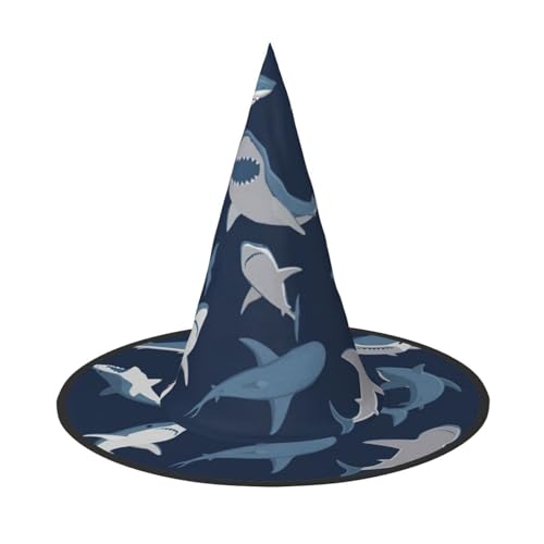 Yyoretp Blauer Cartoon-Hai-Druck, Halloween-Kostüm, Hexenhut, Erwachsene, Karneval, Cosplay, Party, Kostümzubehör Yyoretp Blauer Cartoon-Hai-Druck, Halloween-Kostüm, Hexenhut, Erwachsene, Karneval, Cosplay, Party, Kostümzubehör von Yyoretp