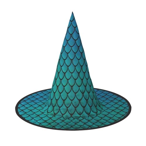 Yyoretp Blauer Fischschuppen-Druck, Halloween-Kostüm, Hexenhut, Erwachsene, Karneval, Cosplay, Party, Kostümzubehör Yyoretp Blauer Fischschuppen-Druck, Halloween-Kostüm, Hexenhut, Erwachsene, Karneval, Cosplay, Party, Kostümzubehör von Yyoretp