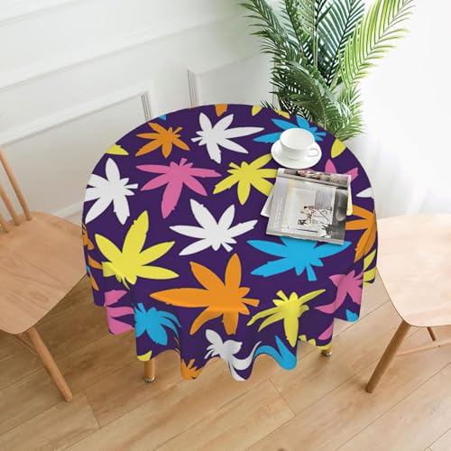 Yyoretp Bunte Tischdecke mit Unkrautmuster, rund, dekorative Tischdecke, wasserabweisend, Tischdecke für Küche, Hochzeit, 152 cm Yyoretp Bunte Tischdecke mit Unkrautmuster, rund, dekorative Tischdecke, wasserabweisend, Tischdecke für Küche, Hochzeit, 152 cm von Yyoretp