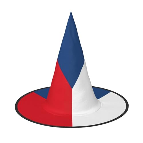 Yyoretp Flagge der Tschechischen Republik Druck Halloween Kostüm Hexenhut Erwachsene Karneval Cosplay Party Kostüm Zubehör von Yyoretp