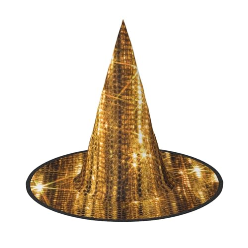 Yyoretp Goldfarbener Pailletten-Glitzer-Druck, Halloween-Kostüm, Hexenhut, Erwachsene, Karneval, Cosplay, Party, Kostümzubehör Yyoretp Goldfarbener Pailletten-Glitzer-Druck, Halloween-Kostüm, Hexenhut, Erwachsene, Karneval, Cosplay, Party, Kostümzubehör von Yyoretp