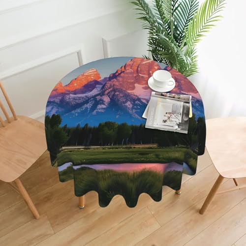 Yyoretp Grand Teton Nationalpark-Druck, runde dekorative Tischdecke, wasserabweisend, Tischdecke für Küche, Hochzeit, 152 cm von Yyoretp