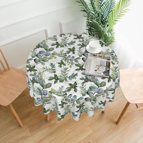 Yyoretp Grüne Eukalyptusblätter, rund, dekorative Tischdecke, wasserabweisend, Tischdecke für Küche, Hochzeit, 152 cm Yyoretp Grüne Eukalyptusblätter, rund, dekorative Tischdecke, wasserabweisend, Tischdecke für Küche, Hochzeit, 152 cm von Yyoretp