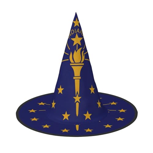 Yyoretp Indiana State Flag Print Halloween Kostüm Hexenhut Erwachsene Karneval Cosplay Party Kostüm Zubehör von Yyoretp