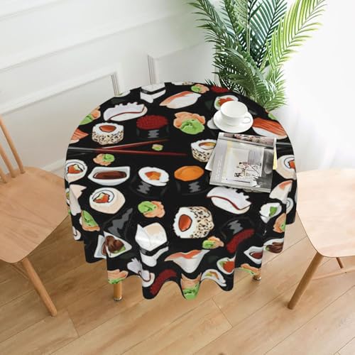 Yyoretp Japanische Sushi-Tischdecke, rund, dekorativ, wasserabweisend, für Küche, Hochzeit, 152 cm, Schwarz Yyoretp Japanische Sushi-Tischdecke, rund, dekorativ, wasserabweisend, für Küche, Hochzeit, 152 cm, Schwarz von Yyoretp