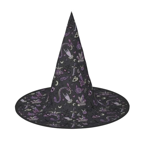 Yyoretp Lila Schwarz Gothic Gruseldruck Halloween Kostüm Hexenhut Erwachsene Karneval Cosplay Party Kostüm Zubehör Yyoretp Lila Schwarz Gothic Gruseldruck Halloween Kostüm Hexenhut Erwachsene Karneval Cosplay Party Kostüm Zubehör von Yyoretp