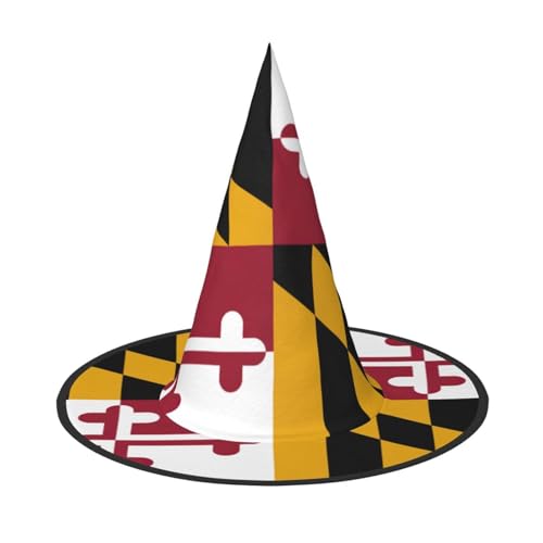 Yyoretp Maryland State Flag Print Halloween Kostüm Hexenhut Erwachsene Karneval Cosplay Party Kostüm Zubehör von Yyoretp