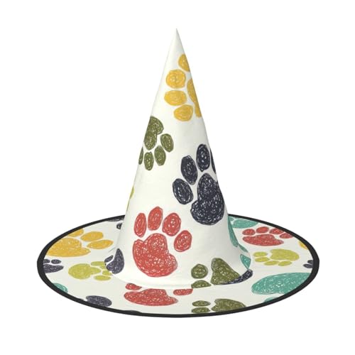 Yyoretp Niedliches buntes Hundepfotenabdruck-Kostüm für Halloween, Hexenhut, Erwachsene, Karneval, Cosplay, Party, Kostümzubehör Yyoretp Niedliches buntes Hundepfotenabdruck-Kostüm für Halloween, Hexenhut, Erwachsene, Karneval, Cosplay, Party, Kostümzubehör von Yyoretp