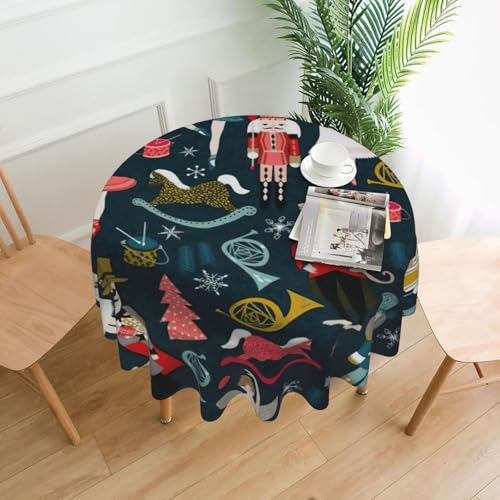 Yyoretp Nussknacker-Ballett-Weihnachts-Tanz-Druck, runde dekorative Tischdecke, wasserabweisend, Tischdecke für Küche, Hochzeit, 152 cm Yyoretp Nussknacker-Ballett-Weihnachts-Tanz-Druck, runde dekorative Tischdecke, wasserabweisend, Tischdecke für Küche, Hochzeit, 152 cm von Yyoretp