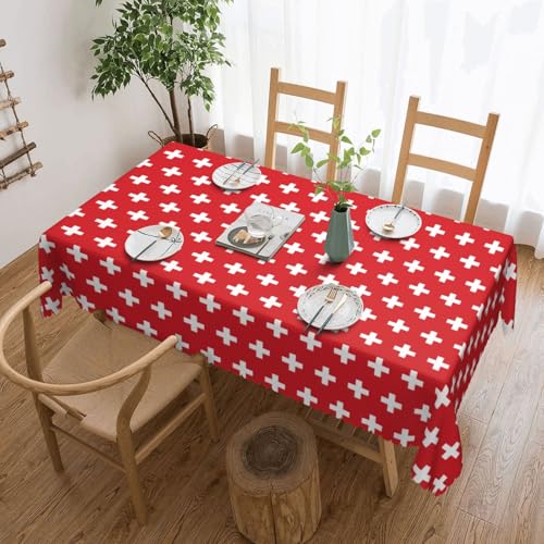 Yyoretp Rechteckige Tischdecke mit Schweizer Flagge, Spitze, wasserabweisend, abwischbar, für Küche, dekorativ, 183 x 137 cm Yyoretp Rechteckige Tischdecke mit Schweizer Flagge, Spitze, wasserabweisend, abwischbar, für Küche, dekorativ, 183 x 137 cm von Yyoretp