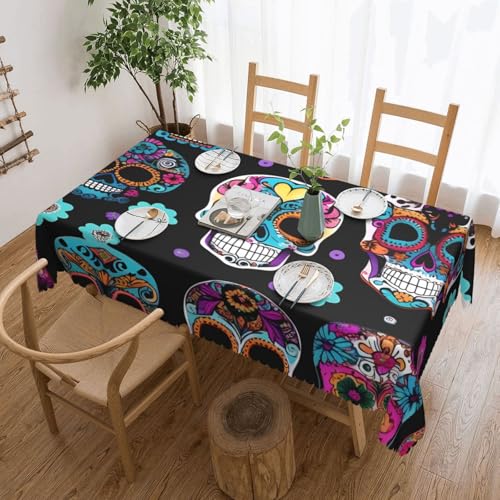 Yyoretp Rechteckige Tischdecke mit Totenkopf-Motiv, Spitze, wasserabweisend, abwischbar, für Küche, dekorativ, 183 x 137 cm Yyoretp Rechteckige Tischdecke mit Totenkopf-Motiv, Spitze, wasserabweisend, abwischbar, für Küche, dekorativ, 183 x 137 cm von Yyoretp