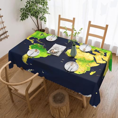Yyoretp Rechteckige Tischdecke mit Weltkarten-Druck, wasserabweisend, abwischbar, für Küche, dekorativ, 183 x 137 cm Yyoretp Rechteckige Tischdecke mit Weltkarten-Druck, wasserabweisend, abwischbar, für Küche, dekorativ, 183 x 137 cm von Yyoretp