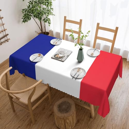 Yyoretp Rechteckige Tischdecke mit französischer Flagge, wasserabweisend, abwischbar, für Küche, dekorativ, 183 x 137 cm von Yyoretp