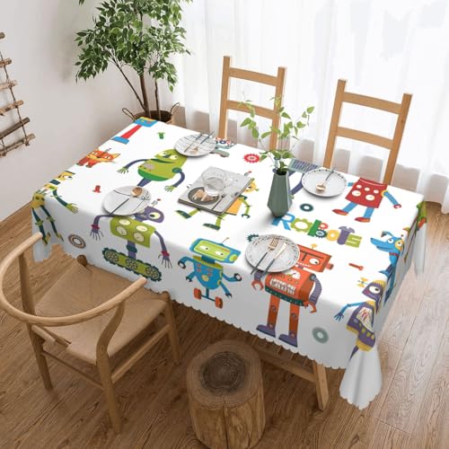 Yyoretp Rechteckige Tischdecke mit niedlichem Cartoon-Roboter-Druck, wasserabweisend, abwischbar, für Küche, dekorativ, 183 x 137 cm Yyoretp Rechteckige Tischdecke mit niedlichem Cartoon-Roboter-Druck, wasserabweisend, abwischbar, für Küche, dekorativ, 183 x 137 cm von Yyoretp