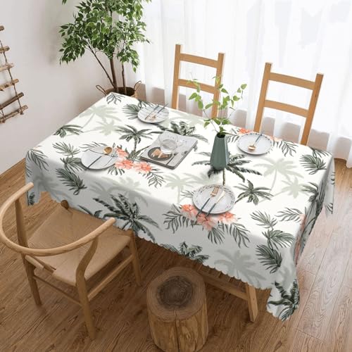 Yyoretp Rechteckige Tischdecke mit tropischem Palmenaufdruck, wasserabweisend, abwischbar, für Küche, dekorativ, 183 x 137 cm von Yyoretp