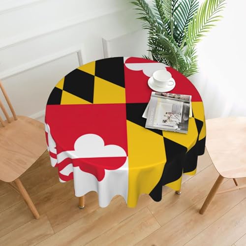 Yyoretp Runde dekorative Tischdecke, Motiv: Flagge von Maryland, wasserabweisend, Tischdecke für Küche, Hochzeit, 152 cm von Yyoretp