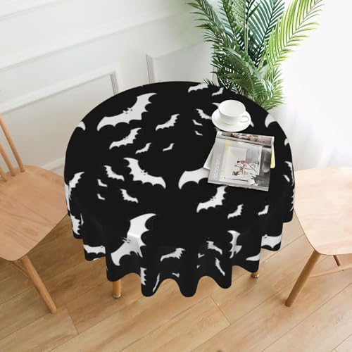 Yyoretp Runde dekorative Tischdecke, Motiv: Halloween-Fledermäuse, wasserabweisend, Tischdecke für Küche, Hochzeit, 152 cm Yyoretp Runde dekorative Tischdecke, Motiv: Halloween-Fledermäuse, wasserabweisend, Tischdecke für Küche, Hochzeit, 152 cm von Yyoretp