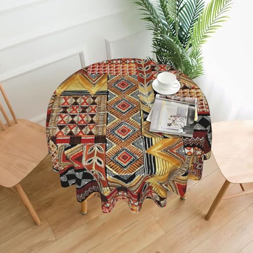 Yyoretp Runde dekorative Tischdecke aus afrikanischem Textil, Patchwork-Druck, wasserabweisend, Tischdecke für Küche, Hochzeit, 152 cm Yyoretp Runde dekorative Tischdecke aus afrikanischem Textil, Patchwork-Druck, wasserabweisend, Tischdecke für Küche, Hochzeit, 152 cm von Yyoretp