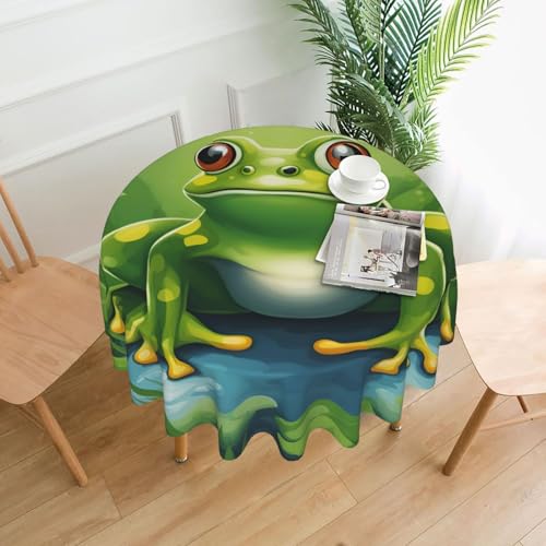 Yyoretp Runde dekorative Tischdecke mit Cartoon-Froschmotiv, wasserabweisend, Tischdecke für Küche, Hochzeit, 152 cm Yyoretp Runde dekorative Tischdecke mit Cartoon-Froschmotiv, wasserabweisend, Tischdecke für Küche, Hochzeit, 152 cm von Yyoretp
