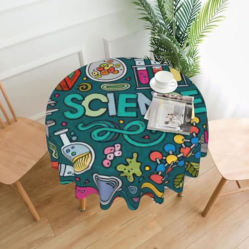 Yyoretp Runde dekorative Tischdecke mit Cartoon-Wissenschaftsthema, wasserabweisend, Tischdecke für Küche, Hochzeit, 152 cm Yyoretp Runde dekorative Tischdecke mit Cartoon-Wissenschaftsthema, wasserabweisend, Tischdecke für Küche, Hochzeit, 152 cm von Yyoretp