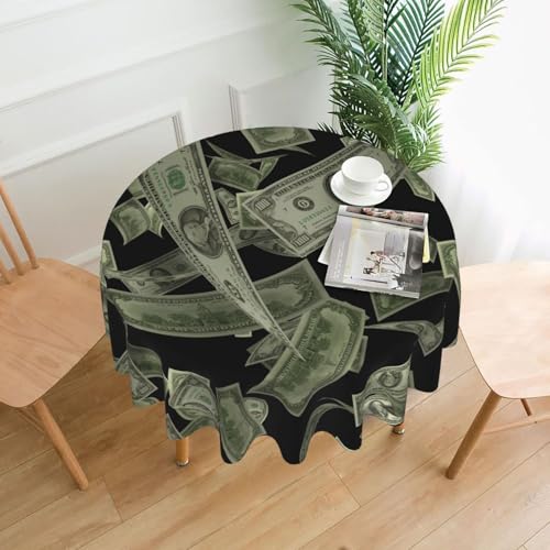Yyoretp Runde dekorative Tischdecke mit Dollarzeichen, Gelddruck, wasserabweisend, Tischdecke für Küche, Hochzeit, 152 cm Yyoretp Runde dekorative Tischdecke mit Dollarzeichen, Gelddruck, wasserabweisend, Tischdecke für Küche, Hochzeit, 152 cm von Yyoretp
