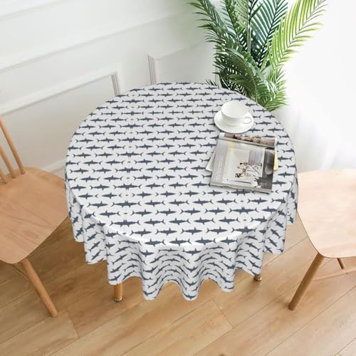 Yyoretp Runde dekorative Tischdecke mit Fisch- und Hai-Druck, wasserabweisend, Tischdecke für Küche, Hochzeit, 152 cm Yyoretp Runde dekorative Tischdecke mit Fisch- und Hai-Druck, wasserabweisend, Tischdecke für Küche, Hochzeit, 152 cm von Yyoretp