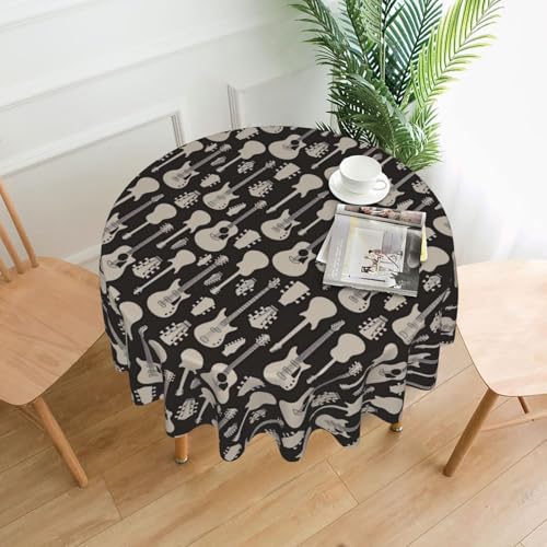 Yyoretp Runde dekorative Tischdecke mit Gitarrenmuster, wasserabweisend, Tischdecke für Küche, Hochzeit, 152 cm von Yyoretp