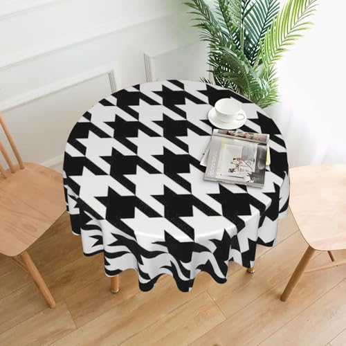 Yyoretp Runde dekorative Tischdecke mit Hahnentrittmuster, wasserabweisend, Tischdecke für Küche, Hochzeit, 152 cm, Schwarz Yyoretp Runde dekorative Tischdecke mit Hahnentrittmuster, wasserabweisend, Tischdecke für Küche, Hochzeit, 152 cm, Schwarz von Yyoretp