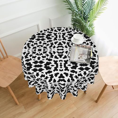 Yyoretp Runde dekorative Tischdecke mit Kuhdruck, wasserabweisend, für Küche, Hochzeit, 152 cm, Schwarz und Weiß Yyoretp Runde dekorative Tischdecke mit Kuhdruck, wasserabweisend, für Küche, Hochzeit, 152 cm, Schwarz und Weiß von Yyoretp