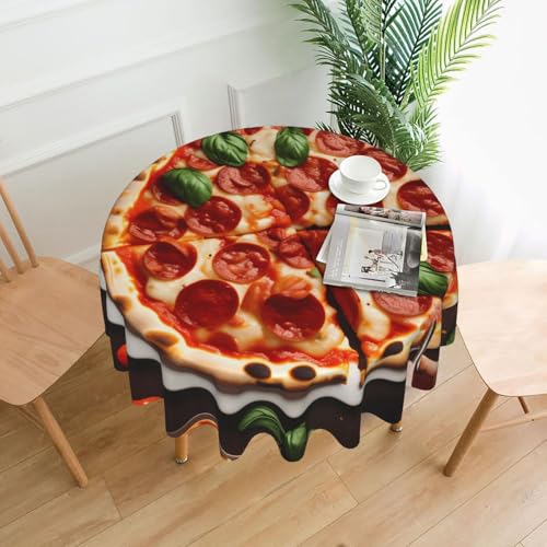 Yyoretp Runde dekorative Tischdecke mit Pizza-Lebensmitteldruck, wasserabweisend, Tischdecke für Küche, Hochzeit, 152 cm Yyoretp Runde dekorative Tischdecke mit Pizza-Lebensmitteldruck, wasserabweisend, Tischdecke für Küche, Hochzeit, 152 cm von Yyoretp