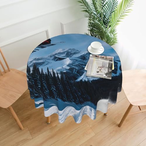 Yyoretp Runde dekorative Tischdecke mit Snowboard-Druck, wasserabweisend, Tischdecke für Küche, Hochzeit, 152 cm Yyoretp Runde dekorative Tischdecke mit Snowboard-Druck, wasserabweisend, Tischdecke für Küche, Hochzeit, 152 cm von Yyoretp