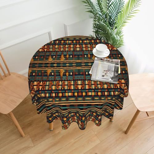 Yyoretp Runde dekorative Tischdecke mit afrikanischem klassischem Webdruck, wasserabweisend, Tischdecke für Küche, Hochzeit, 152 cm von Yyoretp