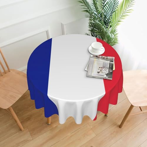 Yyoretp Runde dekorative Tischdecke mit französischer Flagge, wasserabweisend, Tischdecke für Küche, Hochzeit, 152 cm Yyoretp Runde dekorative Tischdecke mit französischer Flagge, wasserabweisend, Tischdecke für Küche, Hochzeit, 152 cm von Yyoretp