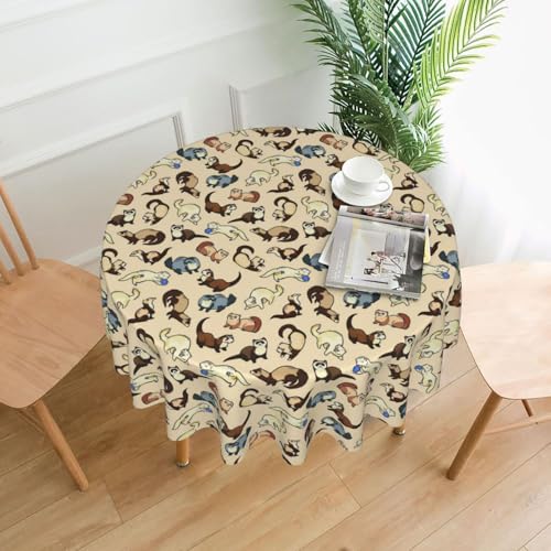 Yyoretp Runde dekorative Tischdecke mit haarigem Frettchen-Druck, wasserabweisend, Tischdecke für Küche, Hochzeit, 152 cm Yyoretp Runde dekorative Tischdecke mit haarigem Frettchen-Druck, wasserabweisend, Tischdecke für Küche, Hochzeit, 152 cm von Yyoretp