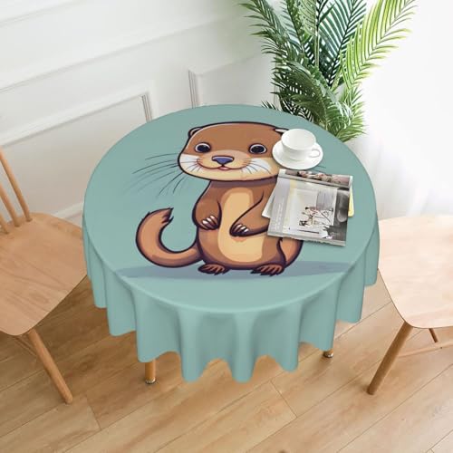 Yyoretp Runde dekorative Tischdecke mit niedlichem Ottermotiv, wasserabweisend, Tischdecke für Küche, Hochzeit, 152 cm Yyoretp Runde dekorative Tischdecke mit niedlichem Ottermotiv, wasserabweisend, Tischdecke für Küche, Hochzeit, 152 cm von Yyoretp