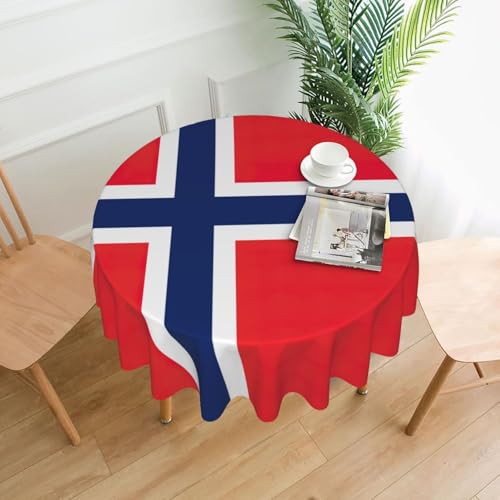 Yyoretp Runde dekorative Tischdecke mit norwegischer Flagge, wasserabweisend, Tischdecke für Küche, Hochzeit, 152 cm Yyoretp Runde dekorative Tischdecke mit norwegischer Flagge, wasserabweisend, Tischdecke für Küche, Hochzeit, 152 cm von Yyoretp