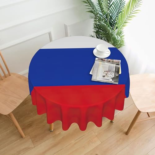 Yyoretp Runde dekorative Tischdecke mit russischer Flagge, wasserabweisend, Tischdecke für Küche, Hochzeit, 152 cm Yyoretp Runde dekorative Tischdecke mit russischer Flagge, wasserabweisend, Tischdecke für Küche, Hochzeit, 152 cm von Yyoretp