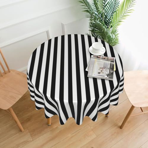 Yyoretp Runde dekorative Tischdecke mit schwarz-weißem Streifendruck, wasserabweisend, Tischdecke für Küche, Hochzeit, 152 cm Yyoretp Runde dekorative Tischdecke mit schwarz-weißem Streifendruck, wasserabweisend, Tischdecke für Küche, Hochzeit, 152 cm von Yyoretp