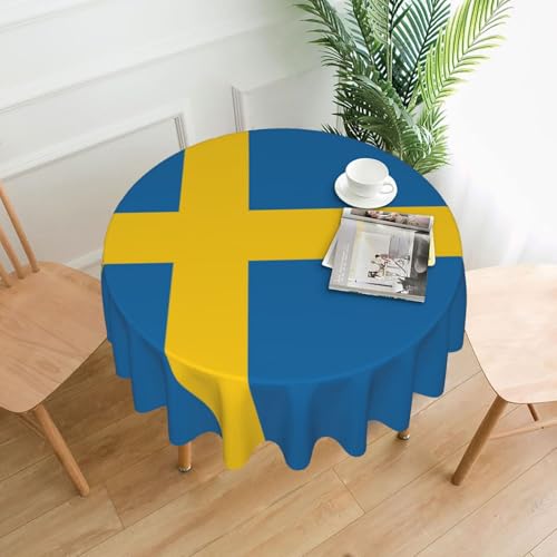 Yyoretp Runde dekorative Tischdecke mit schwedischer Flagge, wasserabweisend, Tischdecke für Küche, Hochzeit, 152 cm Yyoretp Runde dekorative Tischdecke mit schwedischer Flagge, wasserabweisend, Tischdecke für Küche, Hochzeit, 152 cm von Yyoretp