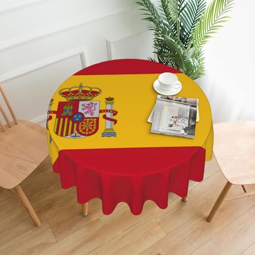 Yyoretp Runde dekorative Tischdecke mit spanischer Flagge, wasserabweisend, Tischdecke für Küche, Hochzeit, 152 cm Yyoretp Runde dekorative Tischdecke mit spanischer Flagge, wasserabweisend, Tischdecke für Küche, Hochzeit, 152 cm von Yyoretp
