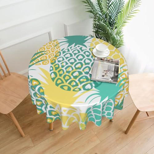 Yyoretp Runde dekorative Tischdecke mit tropischem Ananas-Druck, wasserabweisend, Tischdecke für Küche, Hochzeit, 152 cm Yyoretp Runde dekorative Tischdecke mit tropischem Ananas-Druck, wasserabweisend, Tischdecke für Küche, Hochzeit, 152 cm von Yyoretp