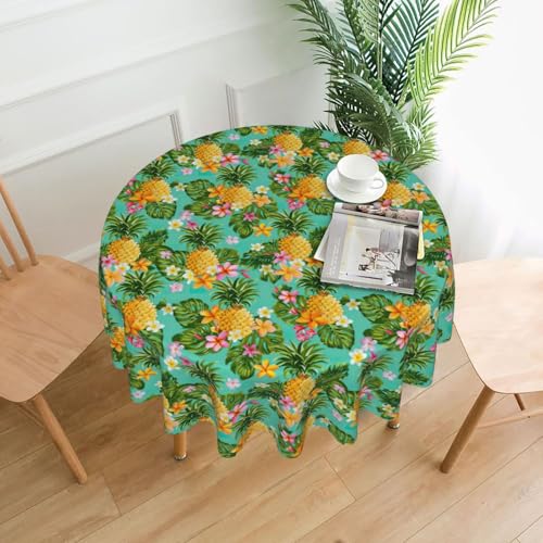Yyoretp Runde dekorative Tischdecke mit tropischen Früchten, Ananas, wasserabweisend, Tischdecke für Küche, Hochzeit, 152 cm Yyoretp Runde dekorative Tischdecke mit tropischen Früchten, Ananas, wasserabweisend, Tischdecke für Küche, Hochzeit, 152 cm von Yyoretp