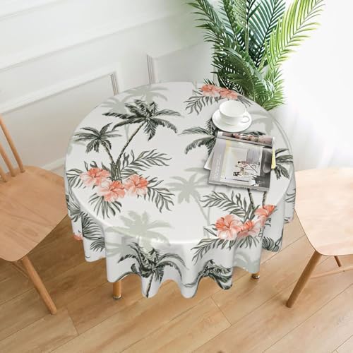 Yyoretp Runde dekorative Tischdecke mit tropischen Palmen, wasserabweisend, Tischdecke für Küche, Hochzeit, 152 cm von Yyoretp