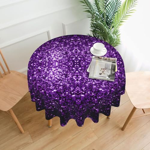 Yyoretp Runde dekorative Tischdecke mit violettem Glitzer-Druck, wasserabweisend, Tischdecke für Küche, Hochzeit, 152 cm Yyoretp Runde dekorative Tischdecke mit violettem Glitzer-Druck, wasserabweisend, Tischdecke für Küche, Hochzeit, 152 cm von Yyoretp