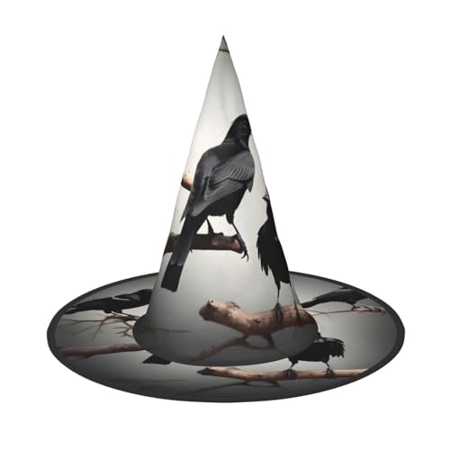 Yyoretp Schwarze Krähe Vögel auf einem Ast Druck Halloween Kostüm Hexenhut Erwachsene Karneval Cosplay Party Kostüm Zubehör Yyoretp Schwarze Krähe Vögel auf einem Ast Druck Halloween Kostüm Hexenhut Erwachsene Karneval Cosplay Party Kostüm Zubehör von Yyoretp